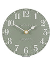 Gallery Direct Thomas Kent 6-inch Arabic Mantle Clock in Seagrass Green with a classic design and Arabic numerals.