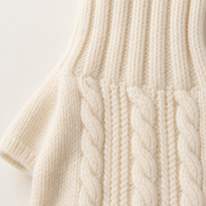 Cream Cosy Cable Knit Fingerless Gloves