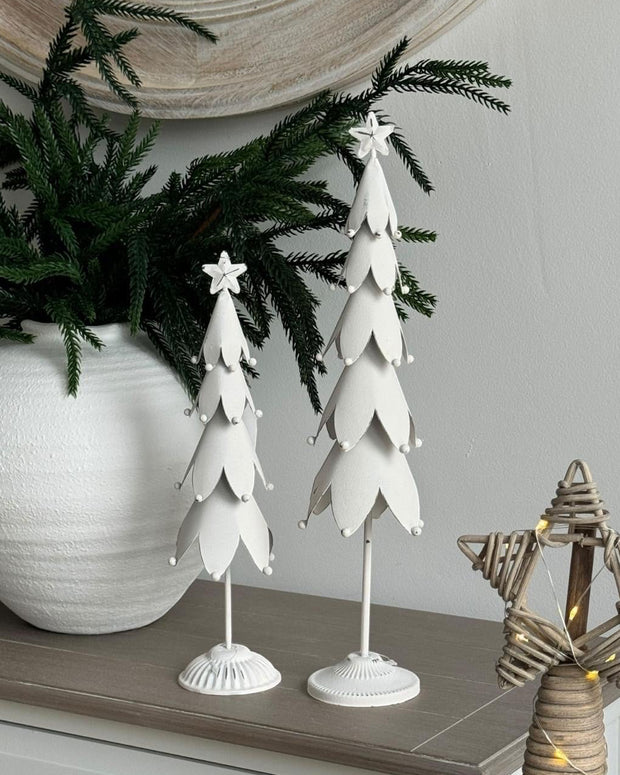 White Metal Tall Tree Ornament
