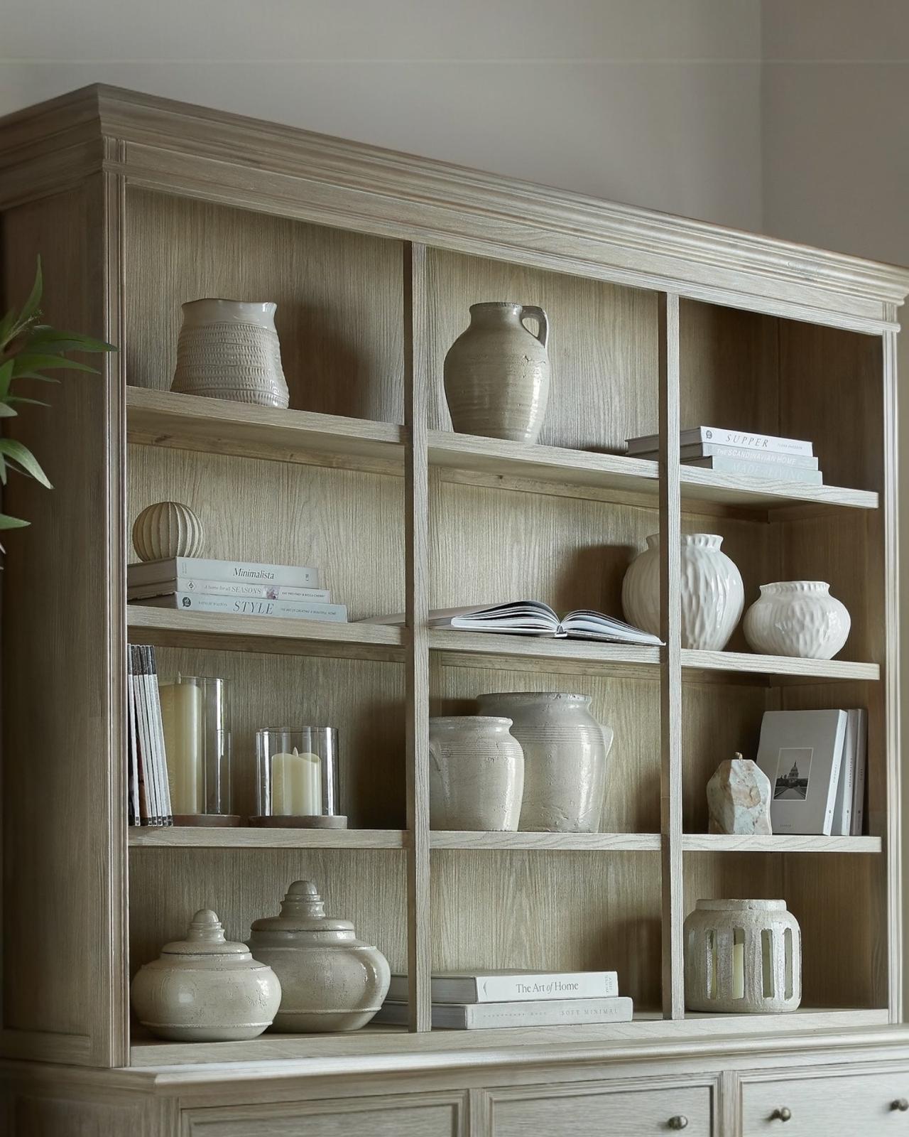 Hill Interiors Delphine Collection 3 Shelf Large Dresser Top with wood finish and modern design for stylish storage.