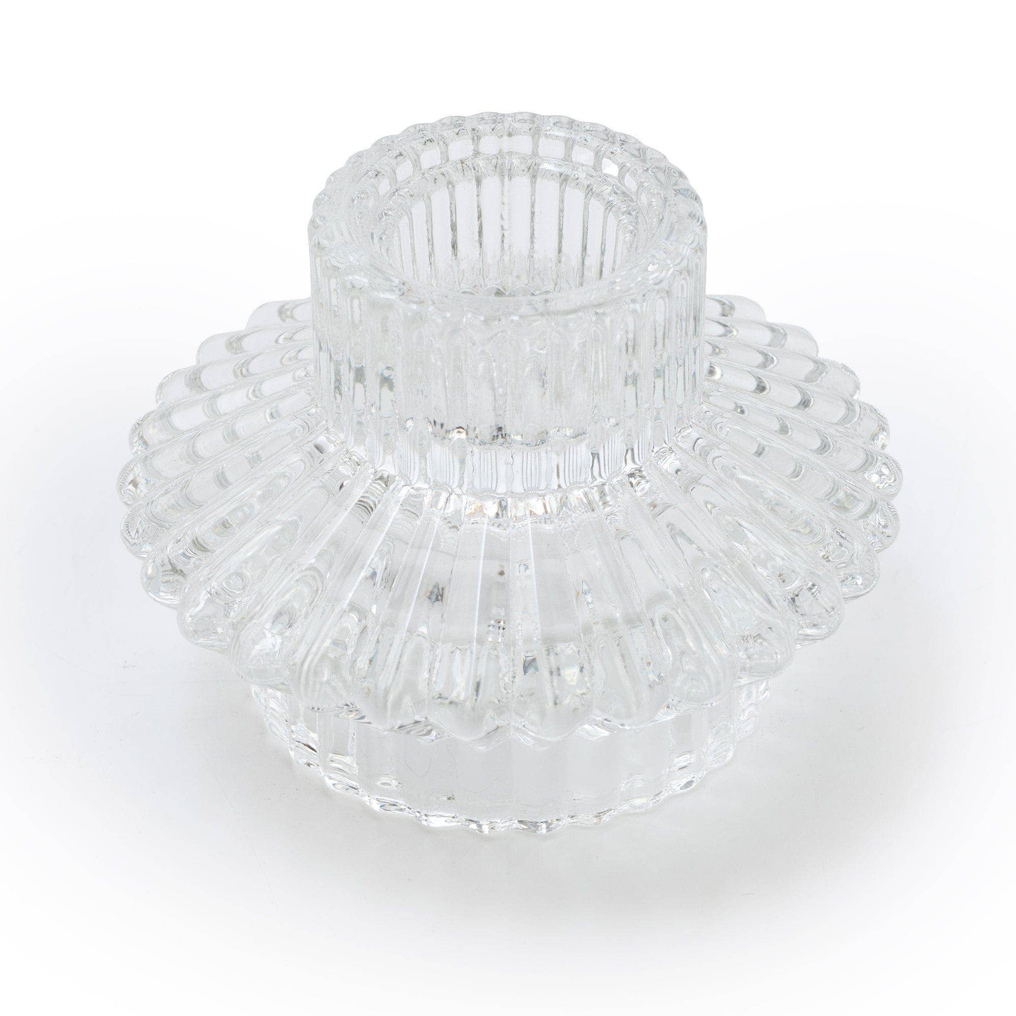Two Way Glass Tea-light Or Dinner Candle holder