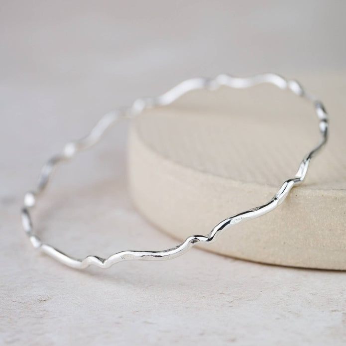 Sterling Silver Geo Scroll Bangle Bracelet