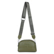 Tan brown Jamie Bags double zip crossbody bag with adjustable strap and sleek design, showcasing its stylish accessory features.