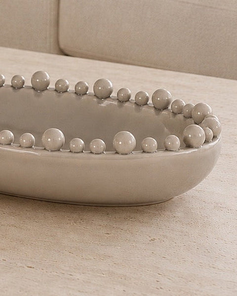Oval Extra Large Beige Bobble Bowl | Decorative Ball Bowl