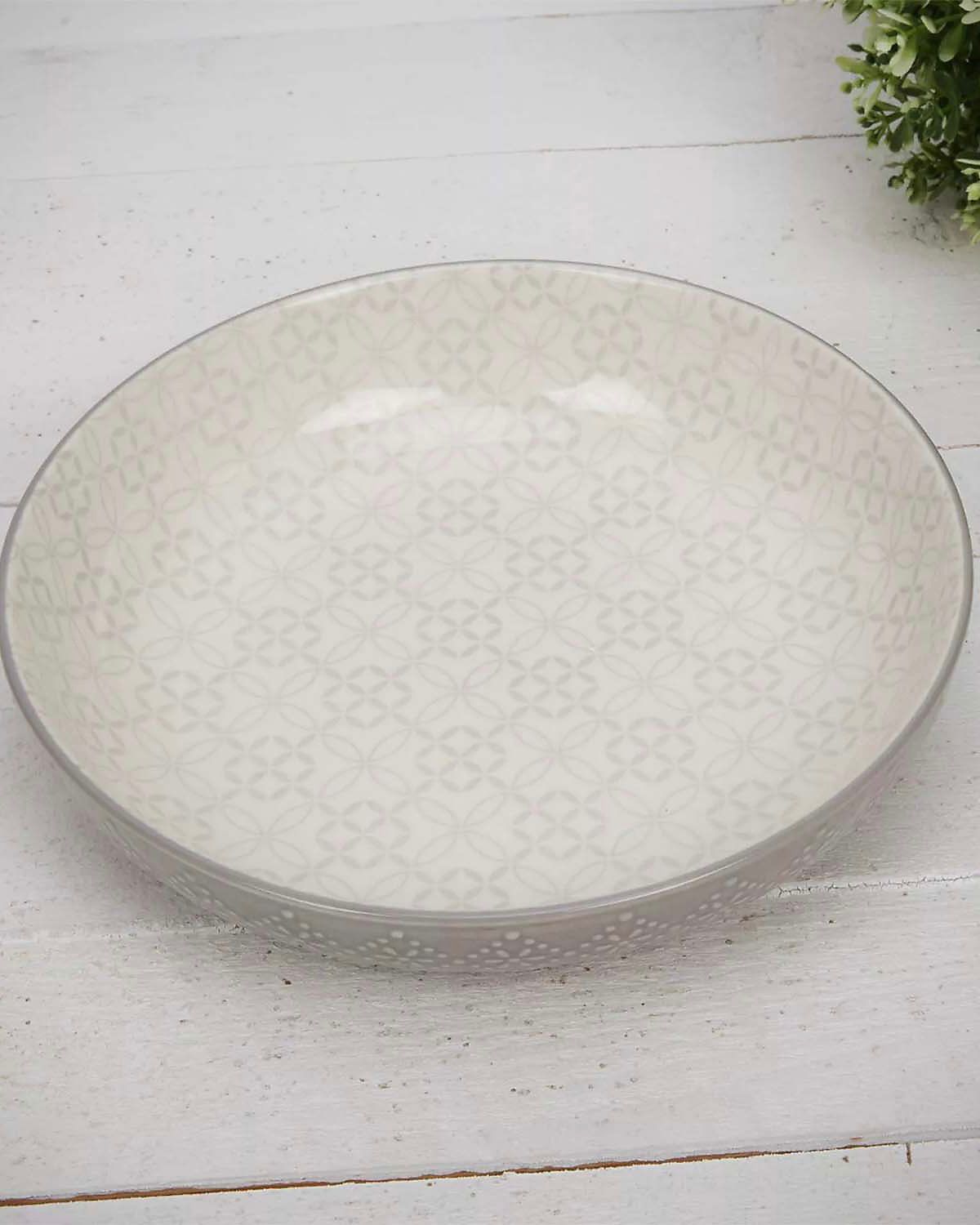 Patterned Nordic Monochrome Pasta Bowls - Set of Four