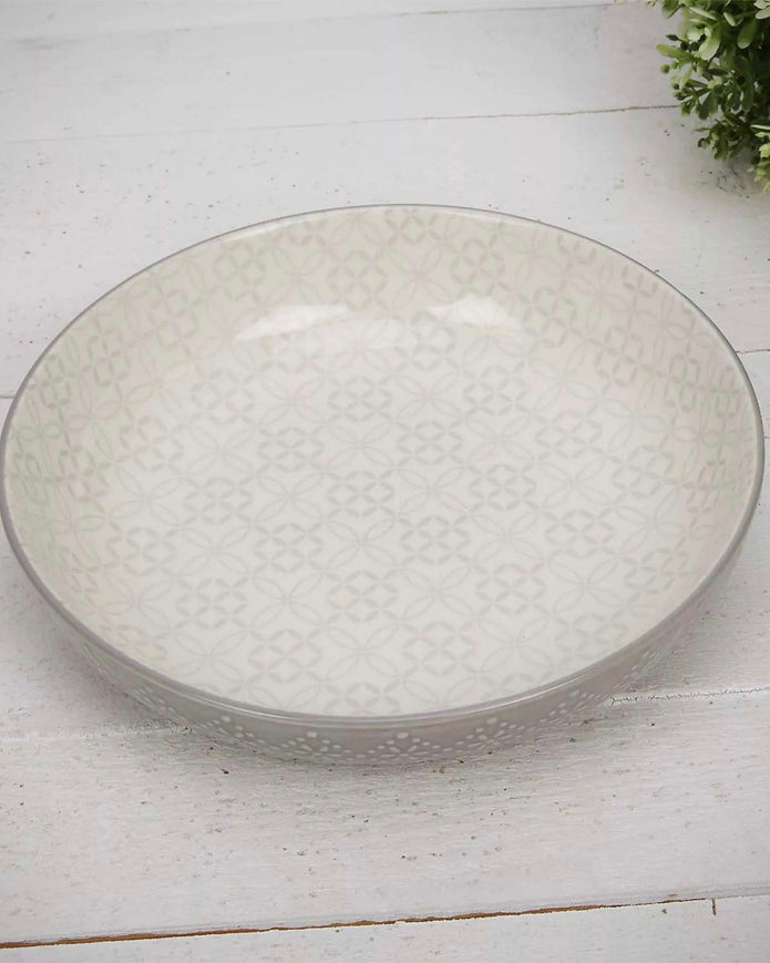 Patterned Nordic Monochrome Pasta Bowls - Set of Four