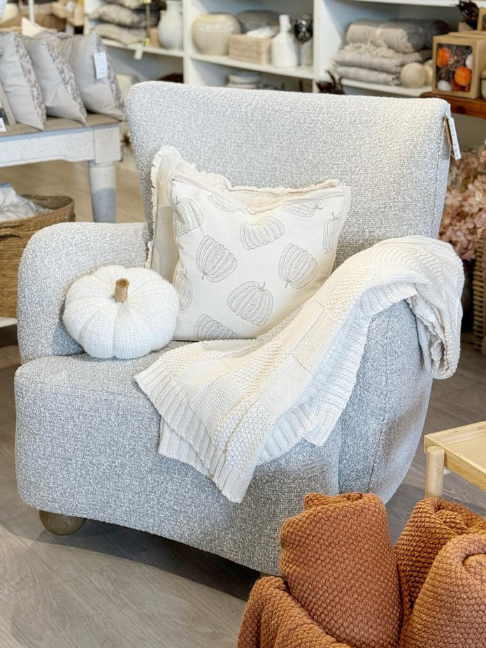 Greige Boucle Large Comfy Arm Chair