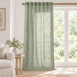 Yard Leaf Patterned Moss Green Woven Sheer Voile Curtain Panel