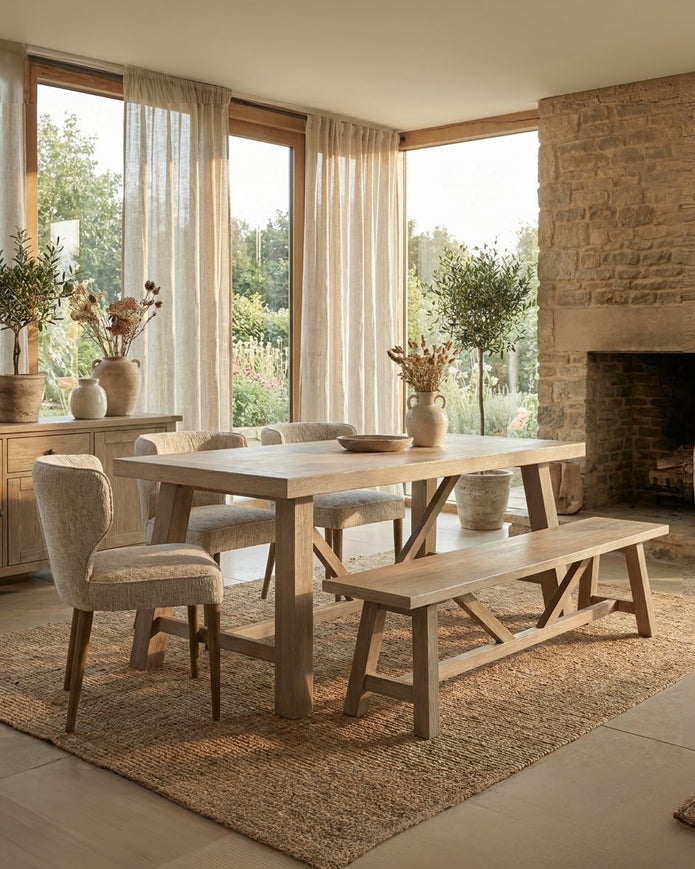 Large Haldon Collection dining table by Hill Interiors, showcasing a spacious wooden table with a modern design for dining rooms.