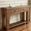 Rustic Natural Large Wood Two Drawers Console Table