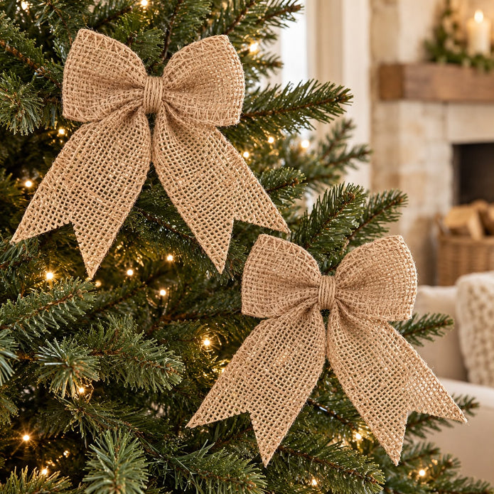Hessian Bow Decoration - Set of Two