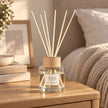 London Wax Company Reed Diffuser by Widdop & Co with black and white label, featuring fig and blackcurrant fragrance for home.