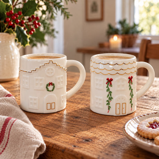 Cosy Christmas House with Garland Mug