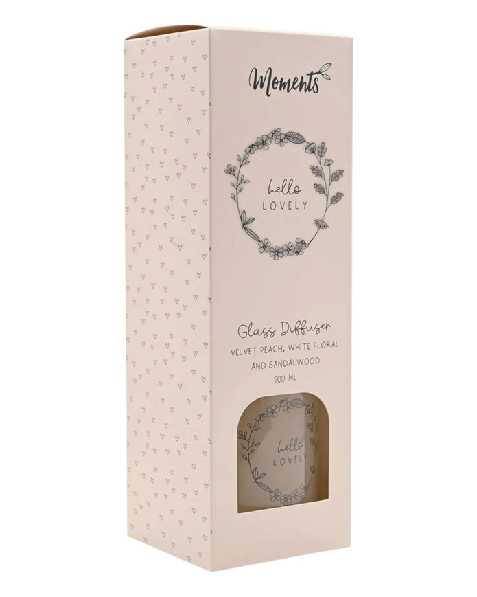 Beige Moments Clear Glass Reed Diffuser -  Hello Lovely