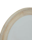 Round washed wood framed mirror by Hill Interiors, showcasing a natural wood finish and elegant circular design for modern decor.