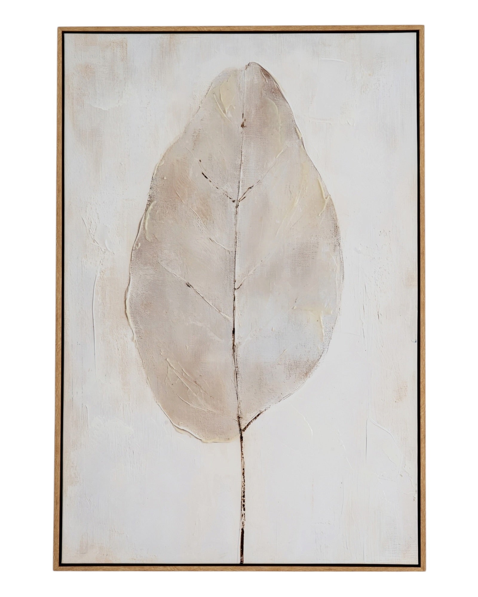 Large neutral leaf wall art framed picture by Hill Interiors, natural leaf design suitable for modern home decor