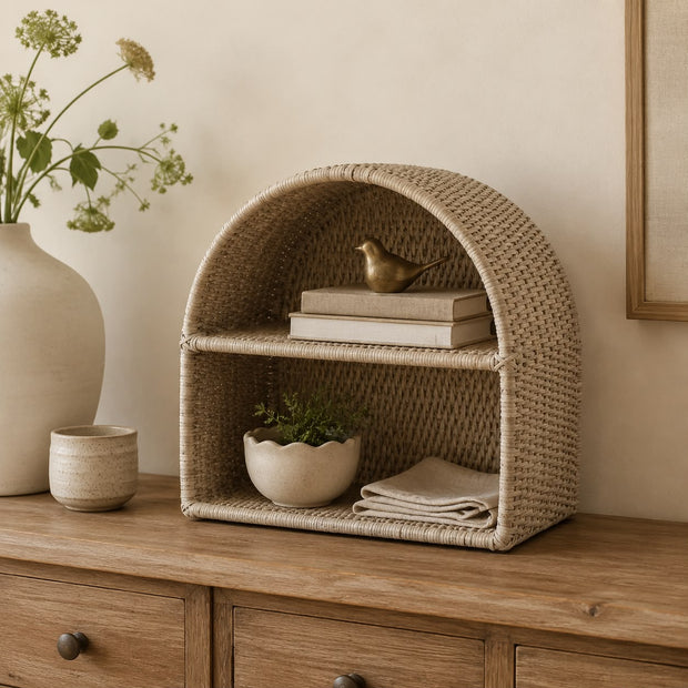 Rattan Arched Shaped Shelving Unit