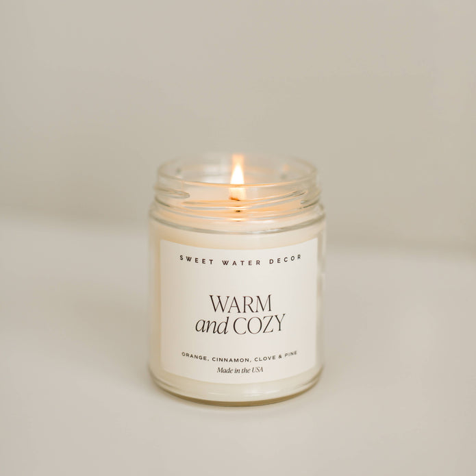 Warm and Cozy 9 oz Soy Candle - Christmas Decor & Gifts