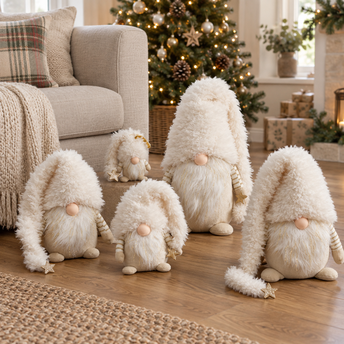 Fluffy Cream And Beige Christmas Gonk