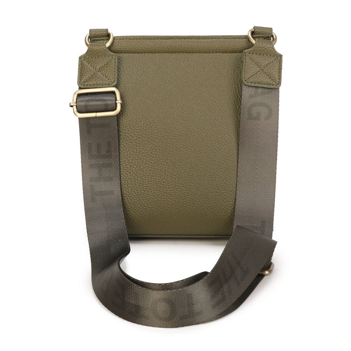 Chocolate brown Jamie Bags crossbody bag with wide strap and front pocket, stylish accessories for everyday use.