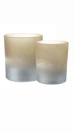 Faded Bronze Glass Tealight Holder, two sizes of bronze and silver glass holder on white