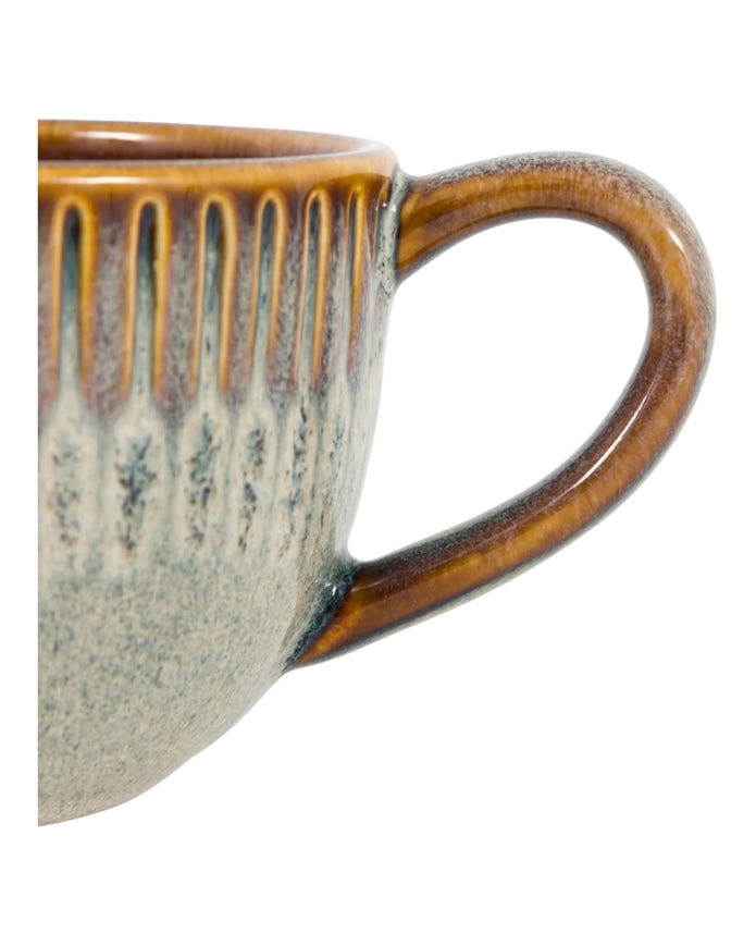 Beige Ridged Reactive Glaze Organic Mug