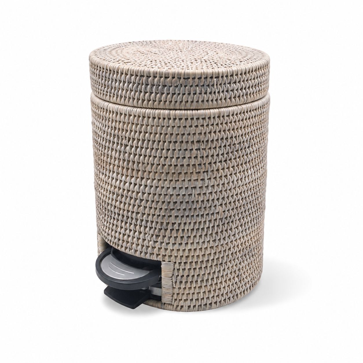 Rattan Round Pedal Waste Paper Bin
