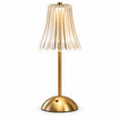 Gold LED Rechargeable Touch Lamp With Fluted Acrylic Shade