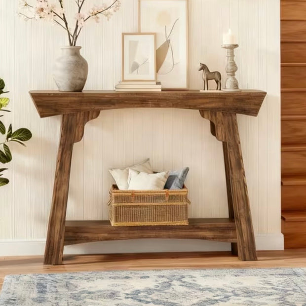 Rustic Natural Medium Gallery Wood Effect Console Table