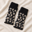 Black Leopard Fluffy Knit Fingerless Gloves