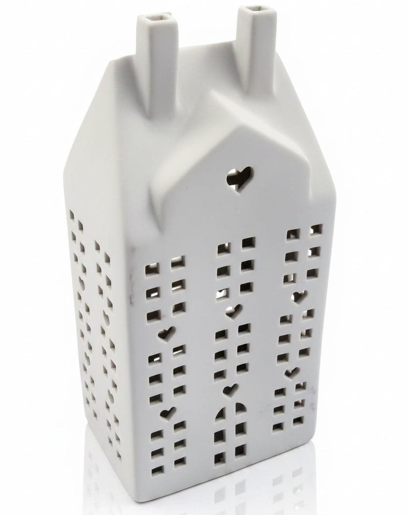 White Ceramic Matt LED Light Up House