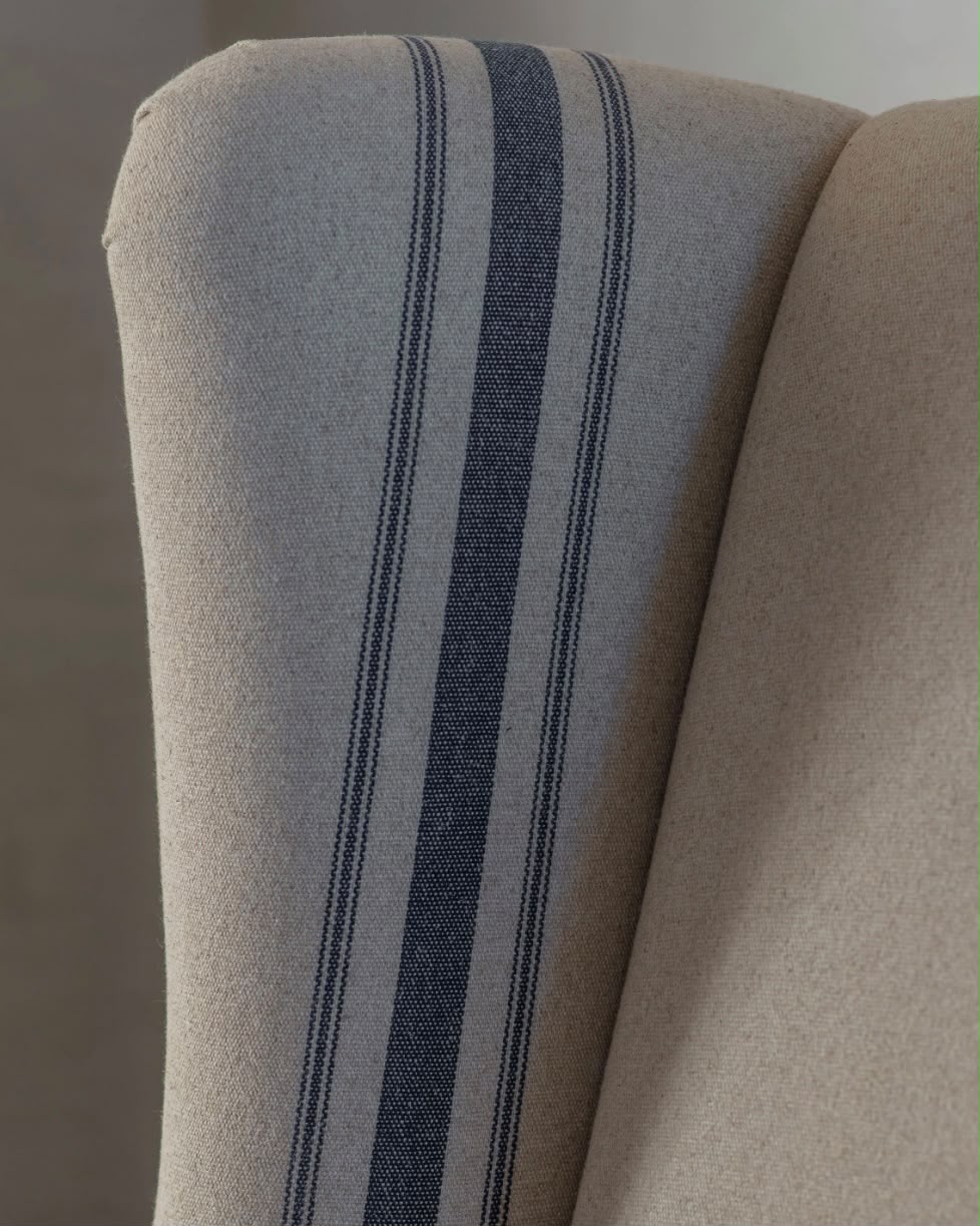 Monroe Blue Striped Large Armchair
