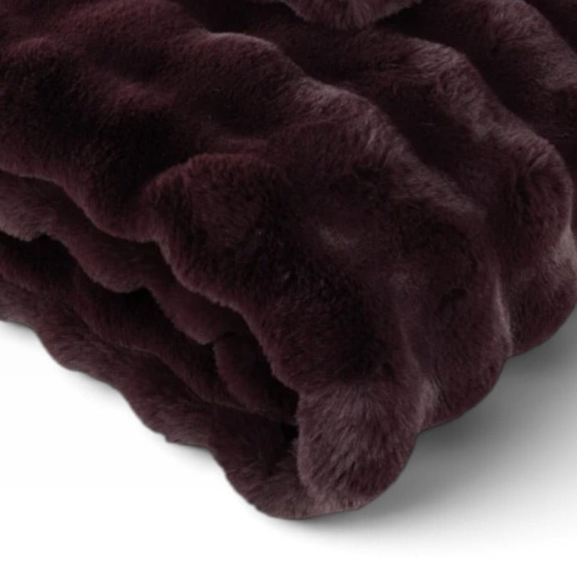 Burgundy Luxury Faux Fur Blanket Throw