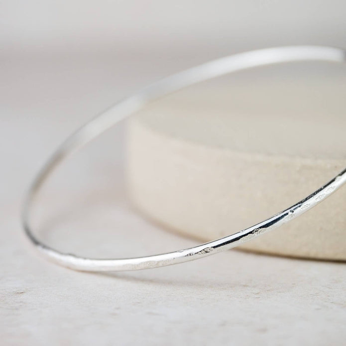 Sterling Silver Geo Circle Bangle Bracelet