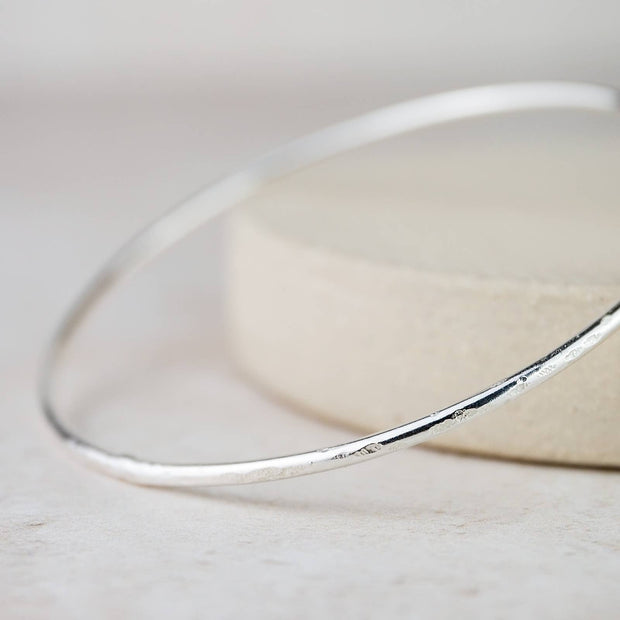Sterling Silver Geo Circle Bangle Bracelet