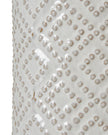 Tall white beaded ceramic lamp by Hill Interiors, modern lighting fixture with intricate beaded design and sleek ceramic finish.