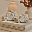 Glazed Neutral Ceramic Truck With Pumpkins