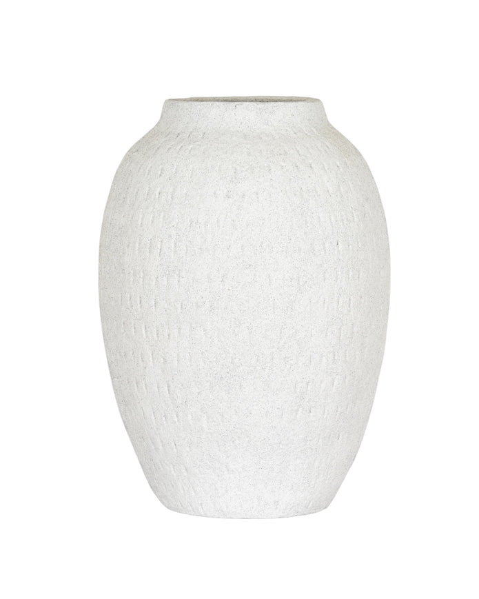 Ashen white matte tall vase by Hill Interiors, featuring a sleek, modern design perfect for contemporary home decor.