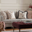 Beige Linen Filigree Printed Ruffle Cushion Cover