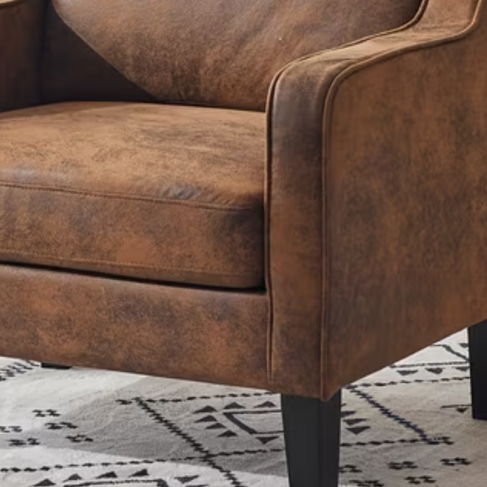Brown Small Leatherette Tub Arm Chair