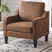 Brown Small Leatherette Tub Arm Chair