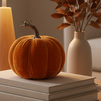 Small Orange Velvet Pumpkin