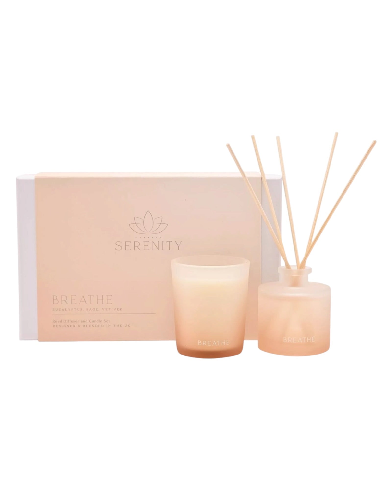 Serenity Breathe Pink Reed Diffuser & Candle Gift Set