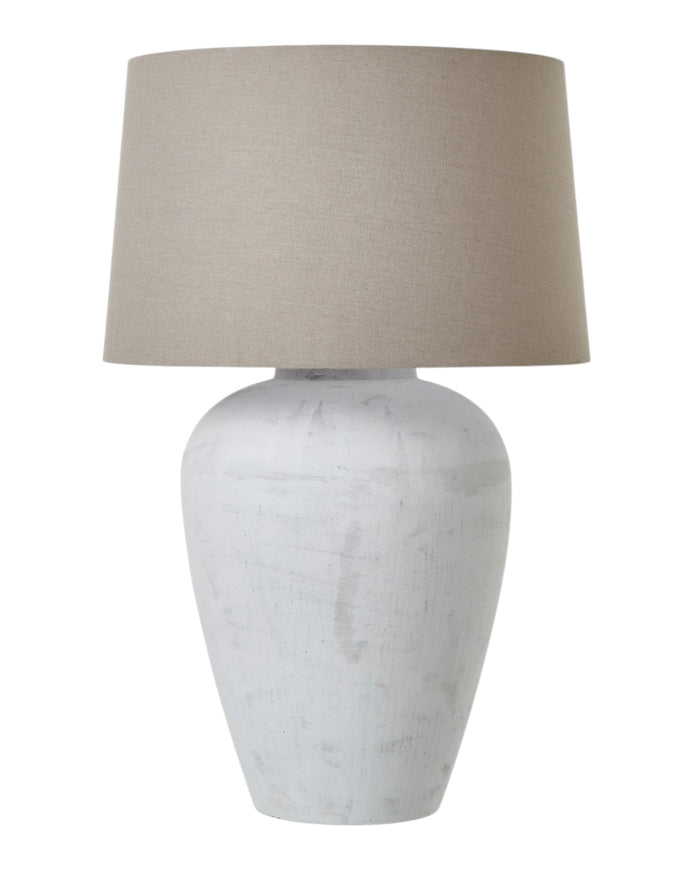 Athena Extra Large Ribbed Stone Lamp by Hill Interiors, 82cm tall, showcasing textured ribbed design and durable stone finish.