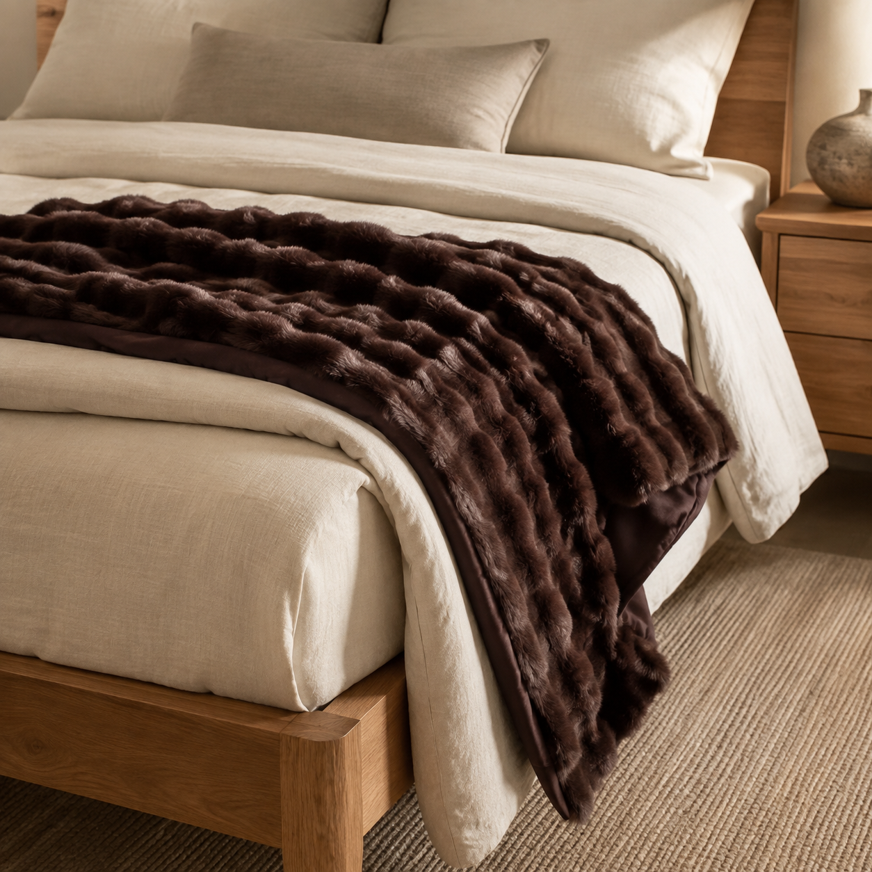 Chocolate Brown Luxury Faux Fur Blanket Throw