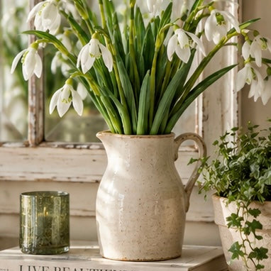 Artificial white snowdrop stem from Starlight Express, realistic spring flower for decorative floral arrangements.