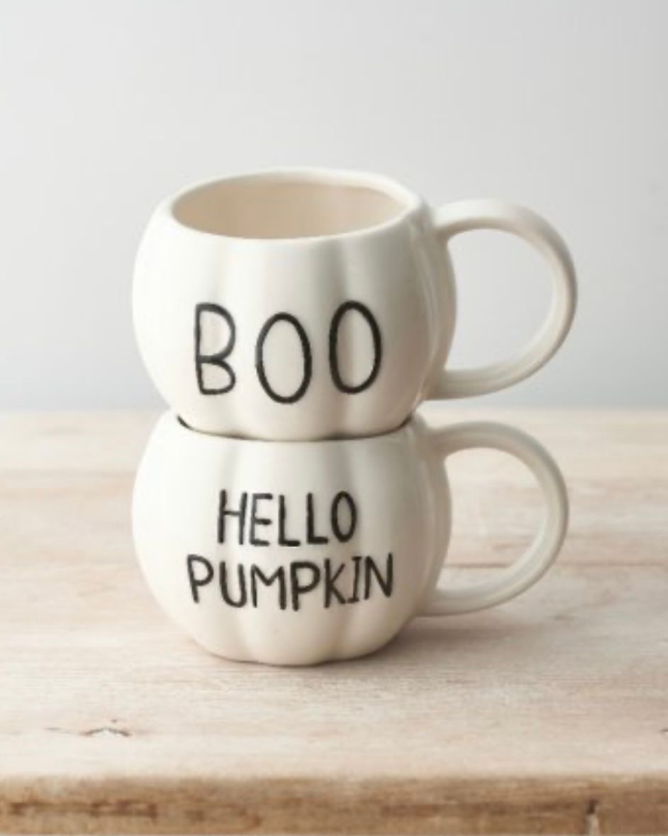 White Boo Ceramic Pumpkin Mug