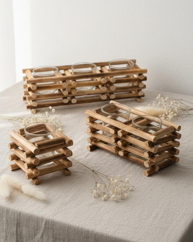 Wooden Coastal Tealight Candle Holder