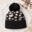 Black Leopard Print Fluffy Bobble Hat