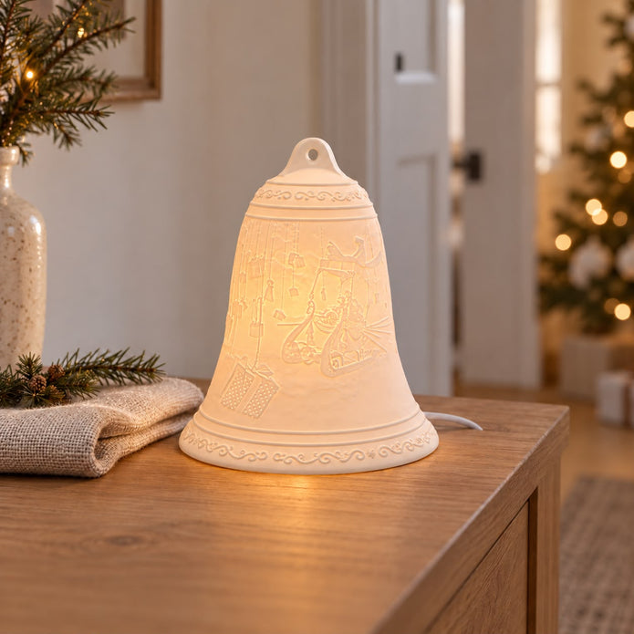 White Porcelain Christmas Bell Lamp